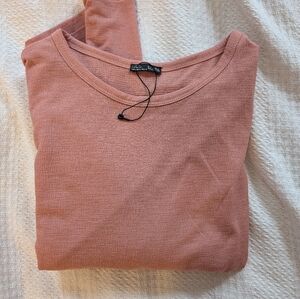 Zara NEW WITH TAGS Peach Pouf Design on Left Side Long-Sleeved Top